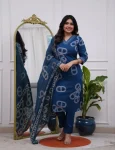 RICH LOOK CHANDERI EMBROIDERY WORK TOP BOTTOM WITH DUPATTA BLUE
