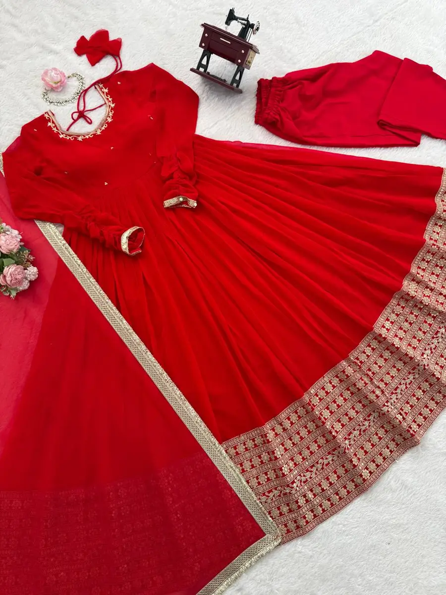 RICH LOOK GEORGETTE CODING DORI WITH SEQUNCE WORK GOWN BOTTOM WITH DUPATTA FESTIVE WEAR WHOLESALE PRICE ETHNIC GARMENT (10)