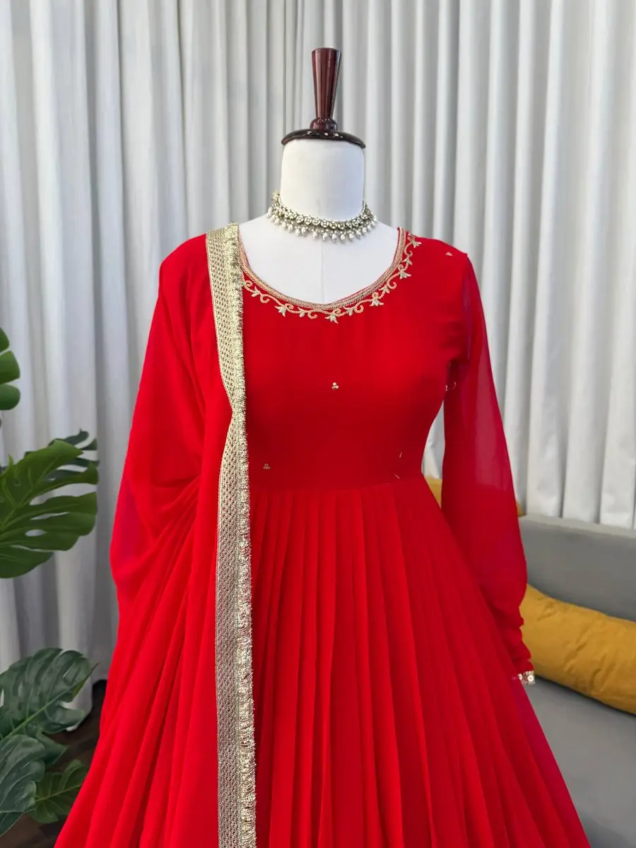 RICH LOOK GEORGETTE CODING DORI WITH SEQUNCE WORK GOWN BOTTOM WITH DUPATTA FESTIVE WEAR WHOLESALE PRICE ETHNIC GARMENT (9)
