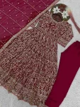RICH LOOK GEORGETTE EMBROIDERY SEQUENCE WORK ANARKALI BOTTOM WITH DUPATTA FESTIVE WEAR WHOLESALE PRICE ETHNIC GARMENT (4)