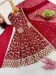 RICH LOOK GEORGETTE EMBROIDERY SEQUENCE WORK GOWN BOTTOM WITH DUPATTA WEDDING WEAR WHOLESALE PRICE ETHNIC GARMENT (4)