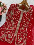 RICH LOOK GEORGETTE EMBROIDERY SEQUENCE WORK TOP SHARARA WITH DUPATTA WEDDING WEAR WHOLESALE PRICE ETHNIC GARMENT (4)