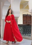 RICH LOOK GEORGETTE PLAIN ANARKALI BOTTOM WITH LACE WORK DUPATTA FESTIVE WEAR WHOLESALE PRICE ETHNIC GARMENT (4)