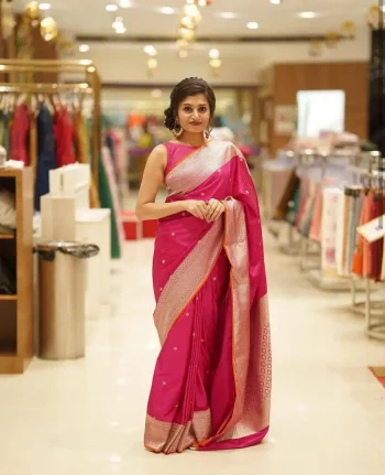 RICH LOOK LICHI SILK JACQUARD WORK SAREE WITH UNSTITCHED BLOUSE SAREE WITH UNSTITCHED BLOUSE RANI