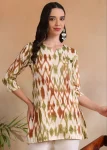 RICH LOOK RAYON DIGITAL PRINT WORK SHORT KURTI MUSTARD
