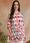 RICH LOOK RAYON DIGITAL PRINT WORK SHORT KURTI RED