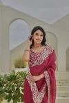 RICH LOOK SILVER CRUNCHY THREAD & SEQUENCE EMBROIDERY WORK WITH LATAKAN WORK SAREE WITH UNSTITCHED BLOUSE PARTY WEAR WHOLESALE PRICE ETHNIC GARMENT (7)