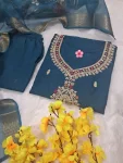 RICH LOOK SLUB COTTON EMBROIDERY SEQUENCE WORK TOP BOTTOM WITH DUPATTA FESTIVE WEAR WHOLESALE PRICE ETHNIC GARMENT (3)