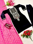 RICH LOOK VELVET EMBROIDERY WORK TOP BOTTOM WITH DUPATTA FESTIVE WEAR WHOLESALE PRICE ETHNIC GARMENT (4)