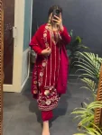 RICH LOOK VELVET EMBROIDERY WORK TOP BOTTOM WITH DUPATTA FESTIVE WEAR WHOLESALE PRICE ETHNIC GARMENT (2)
