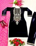 RICH LOOK VELVET EMBROIDERY WORK TOP BOTTOM WITH DUPATTA FESTIVE WEAR WHOLESALE PRICE ETHNIC GARMENT (4)