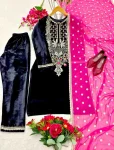 RICH LOOK VELVET EMBROIDERY WORK TOP BOTTOM WITH DUPATTA FESTIVE WEAR WHOLESALE PRICE ETHNIC GARMENT (4)