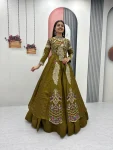 RICH LOOK VICHITRA SILK THREAD AND SEQUENCE WORK TOP LEHENGA WITH KOTI PARTY WEAR WHOLESALE PRICE ETHNIC GARMENT (2)