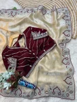 SPACE SILK EMBROIDERY SEQUENCE BORDER WORK WITH CUT WORK SAREE WITH UNSTITCHED BLOUSE WEDDING WEAR WHOLESALE PRICE ETHNIC GARMENT (4)