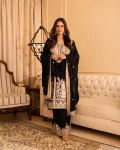 TRENDING GEORGETTE SEQUENCE EMBROIDERY WORK TOP PALAZZO WITH DUPATTA BLACK