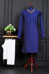TRENDING JACQUARD PRINTED WORK MEN'S KURTA PAYJAMA BLUE