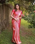 TRENDING LICHI SILK BANARASI WEAVING WORK SAREE WITH UNSTITCHED BLOUSE FESTIVE WEAR WHOLESALE PRICE ETHNIC GARMENT (5)
