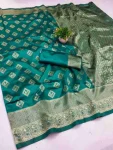 TRENDING LICHI SILK BANARASI WEAVING WORK SAREE WITH UNSTITCHED BLOUSE FESTIVE WEAR WHOLESALE PRICE ETHNIC GARMENT (1)