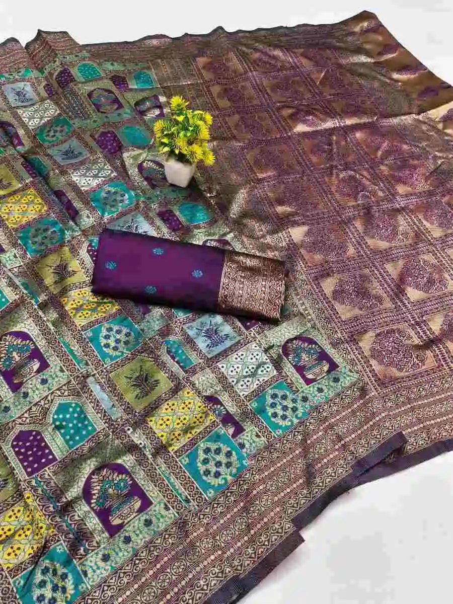 TRENDING LICHI SILK BANARASI WEAVING WORK SAREE WITH UNSTITCHED BLOUSE FESTIVE WEAR WHOLESALE PRICE ETHNIC GARMENT (12)