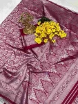 TRENDING LICHI SILK BANARASI WEAVING WORK SAREE WITH UNSTITCHED BLOUSE FESTIVE WEAR WHOLESALE PRICE ETHNIC GARMENT (14)