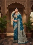 TRENDING LICHI SILK BANARASI WEAVING WORK SAREE WITH UNSTITCHED BLOUSE TEAL