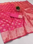 TRENDING LICHI SILK BANARASI WEAVING WORK SAREE WITH UNSTITCHED BLOUSE RANI