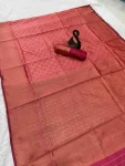 TRENDING LICHI SILK BANARASI WEAVING WORK SAREE WITH UNSTITCHED BLOUSE FESTIVE WEAR WHOLESALE PRICE ETHNIC GARMENT (5)