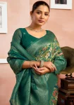 TRENDING LICHI SILK JACQUARD BORDER WORK SAREE WITH UNSTITCHED BLOUSE FESTIVE WEAR WHOLESALE PRICE ETHNIC GARMENT (7)