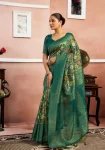 TRENDING LICHI SILK JACQUARD BORDER WORK SAREE WITH UNSTITCHED BLOUSE FESTIVE WEAR WHOLESALE PRICE ETHNIC GARMENT (7)
