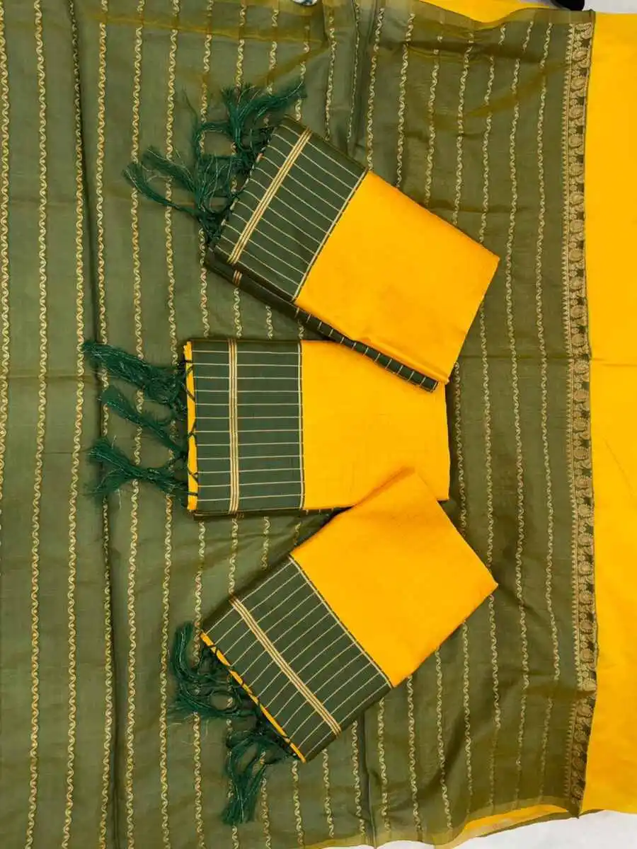 TRENDING LICHI SILK JACQUARD WORK SAREE WITH UNSTITCHED BLOUSE SAREE WITH UNSTITCHED BLOUSE FESTIVE WEAR WHOLESALE PRICE ETHNIC GARMENT (7)