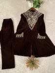 10DESIGNER VELVET SEQUENCE EMBROIDERY WORK TOP PALAZZO SET PARTY WEAR WHOLESALE PRICE ETHNIC GARMENT (14)