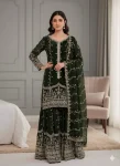 DESIGNER FENDY SILK EMBROIDERY SEQUENCE WORK TOP SHARARA WITH DUPATTA GREEN