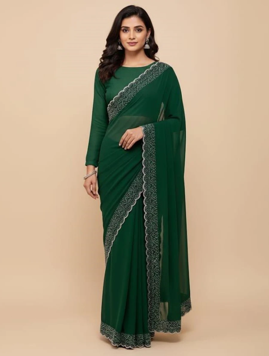 13MODERN GEORGETTE HOTFIX WORK SAREE WITH UNSTITCHED BLOUSE PARTY WEAR WHOLESALE PRICE ETHNIC GARMENT (32)