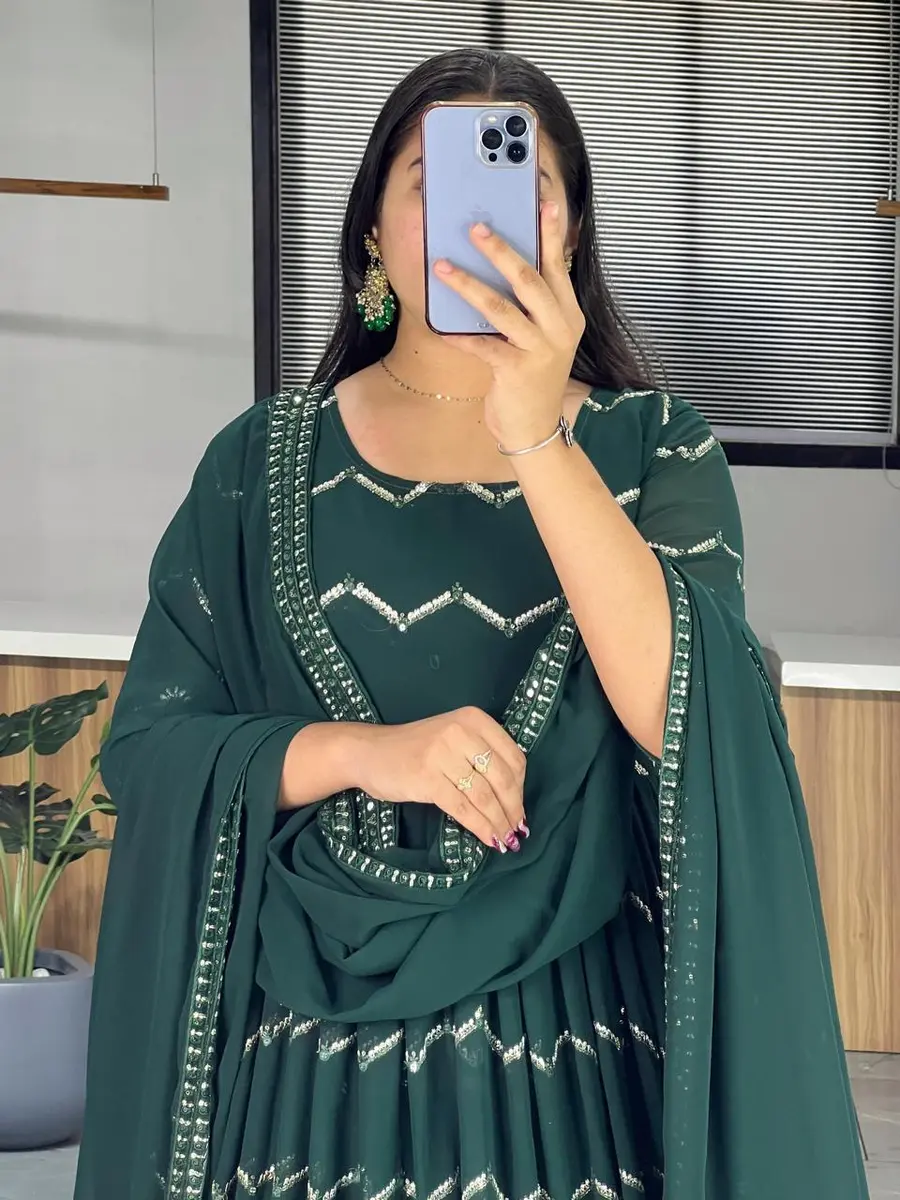 15DESIGNER GEORGETTE EMBROIDERY WORK WITH SEQUENCE WORK GOWN FESTIVE WEAR WHOLESALE PRICE ETHNIC GARMENT (5)