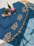 18TRENDING RAYON SLUB SEQUENCE EMBROIDERY WORK TOP BOTTOM WITH DUPATTA FESTIVE WEAR WHOLESALE PRICE ETHNIC GARMENT (13)