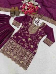1DESIGNER CHINON EMBROIDERY SEQUENCE WORK TOP PALAZZO WITH DUPATTA WEDDING WEAR WHOLESALE PRICE ETHNIC GARMENT (2)