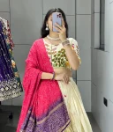 1DESIGNER COTTON EMBROIDERY WORK LEHENGA CHOLI WITH DUPATTA WEDDING WEAR WHOLESALE PRICE ETHNIC GARMENT (3)