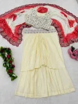 1DESIGNER CREEP SILK EMBROIDERY SEQUENCE WITH REAL MIRROR WORK DRAPE SKIRT BLOUSE AND SHRUG PARTY WEAR WHOLESALE PRICE ETHNIC GARMENT (34)
