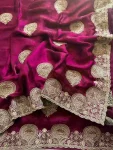 1DESIGNER FENDY SATIN EMBROIDERY WORK HEAVY BORDER WITH BUTTA WORK SAREE WITH STITCHED BLOUSE WEDDING WEAR WHOLESALE PRICE ETHNIC GARMENT (18)