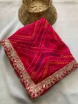 1DESIGNER GEORGETTE BANDHEJ PRINT WITH CUTWORK LACE BORDER WORK SAREE WITH UNSTITCHED BLOUSE PARTY WEAR WHOLESALE PRICE ETHNIC GARMENT (16)