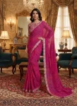 DESIGNER GEORGETTE BANDHEJ PRINT WITH CUTWORK LACE BORDER WORK SAREE WITH UNSTITCHED BLOUSE PINK