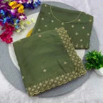 1DESIGNER GEORGETTE VAL SEQUENCE EMBROIDERY CONTRAST PALLU WORK SAREE WITH UNSTITCHED BLOUSE FESTIVE WEAR WHOLESALE PRICE ETHNIC GARMENT (9)