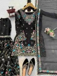 1DESIGNER JMC SILK THREAD WITH SEQUENCE WITH RIVET MOTI WORK TOP SHARARA WITH DUPATTA WEDDING WEAR WHOLESALE PRICE ETHNIC GARMENT (5)