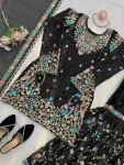 1DESIGNER JMC SILK THREAD WITH SEQUENCE WITH RIVET MOTI WORK TOP SHARARA WITH DUPATTA WEDDING WEAR WHOLESALE PRICE ETHNIC GARMENT (5)