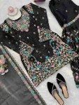1DESIGNER JMC SILK THREAD WITH SEQUENCE WITH RIVET MOTI WORK TOP SHARARA WITH DUPATTA WEDDING WEAR WHOLESALE PRICE ETHNIC GARMENT (5)