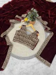 1DESIGNER VELVET PLAIN WITH EMBROIDERY SEQUENCE WITH JARI DORI EMBROIDERY WORK BORDER SAREE WITH STITCHED BLOUSE PARTY WEAR WHOLESALE PRICE ETHNIC GARMENT (10).jpg.webp