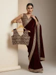 1DESIGNER VELVET PLAIN WITH EMBROIDERY SEQUENCE WITH JARI DORI EMBROIDERY WORK BORDER SAREE WITH STITCHED BLOUSE PARTY WEAR WHOLESALE PRICE ETHNIC GARMENT (10).jpg.webp