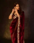 1DESIGNER VELVET SEQUENCE & JARI THREAD EMBROIDERY WITH BORDER AND CUTWORK SAREE WITH UNSTITCHED BLOUSE WEDDING WEAR WHOLESALE PRICE ETHNIC GARMENT (29).webp