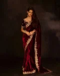 1DESIGNER VELVET SEQUENCE & JARI THREAD EMBROIDERY WITH BORDER AND CUTWORK SAREE WITH UNSTITCHED BLOUSE WEDDING WEAR WHOLESALE PRICE ETHNIC GARMENT (29).webp