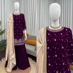 1DESIGNER VELVET THREAD & SEQUENCE WORK WITH PEARL WORK TOP PALAZZO WITH DUPATTA WEDDING WEAR WHOLESALE PRICE ETHNIC GARMENT (19)